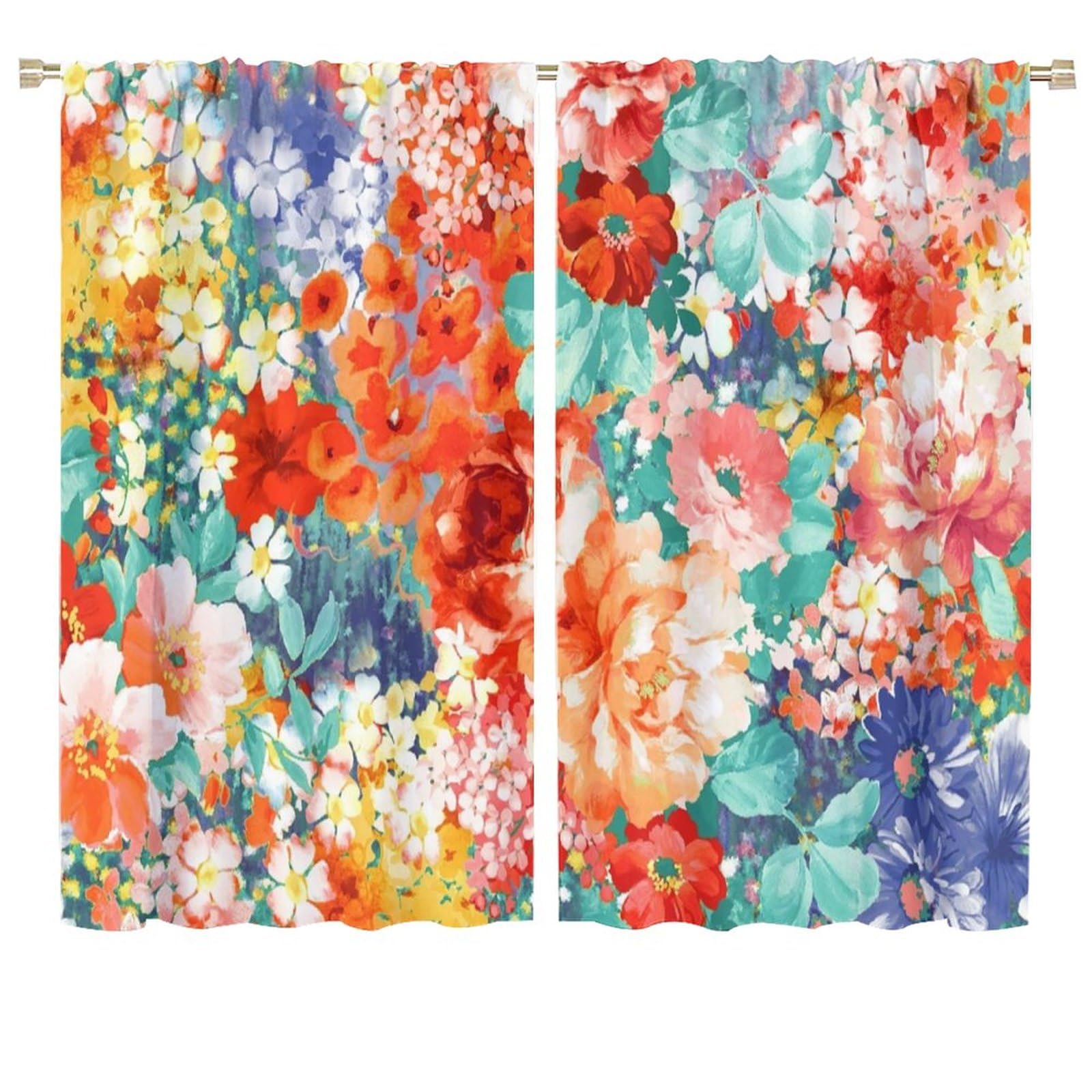 BenYaSong Paisley Flower Blackout Window Curtains, Thermal Insulated Room Darkening Curtains for Cafe Room Chidren Window Curtain Drapes 2 Panels 72x63in
