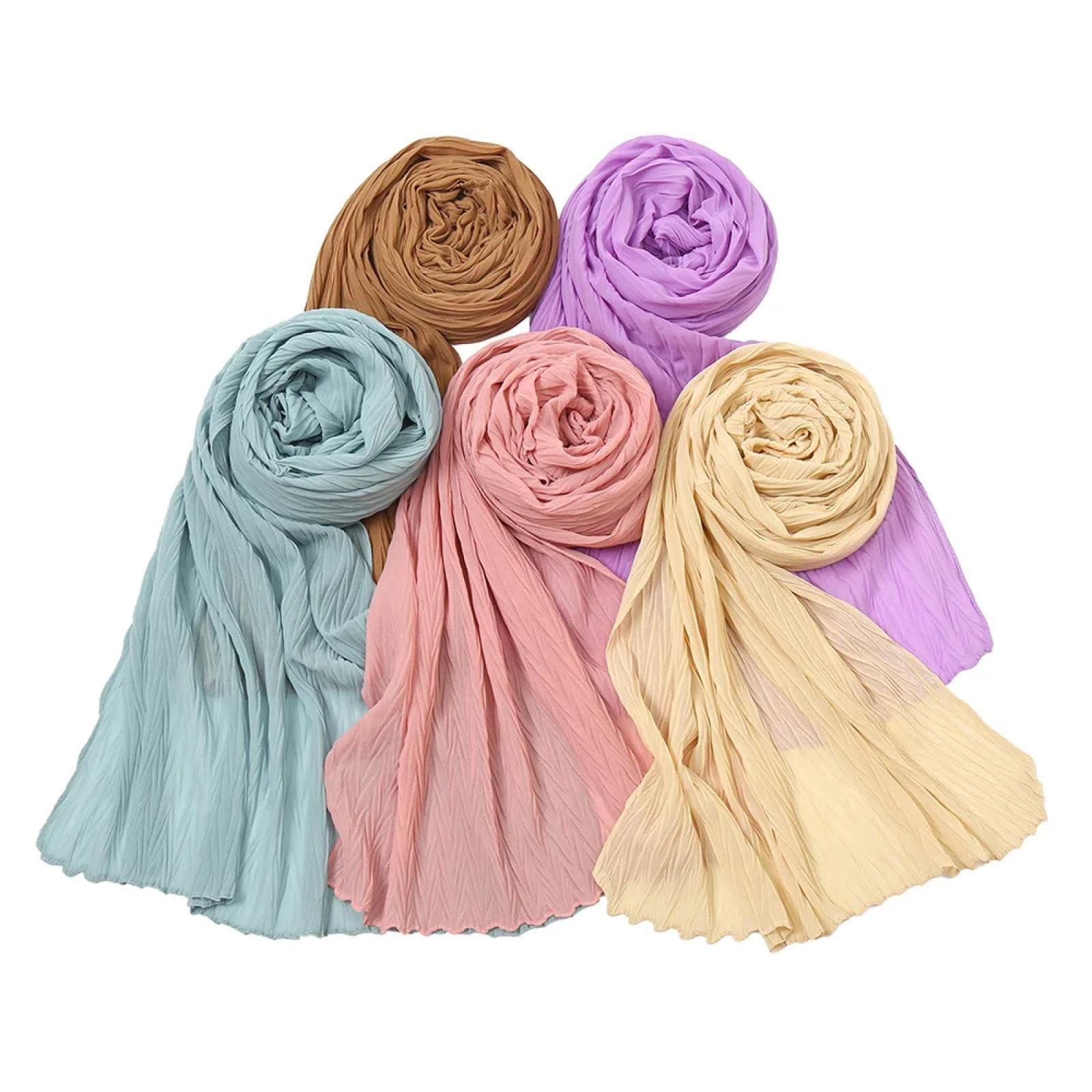 Schals Damen Tücher Halstuch Scarf Schal Frauen Falten Sonnenschutz Schals Weiche Dünne Foulard Weibliche Wickeltücher