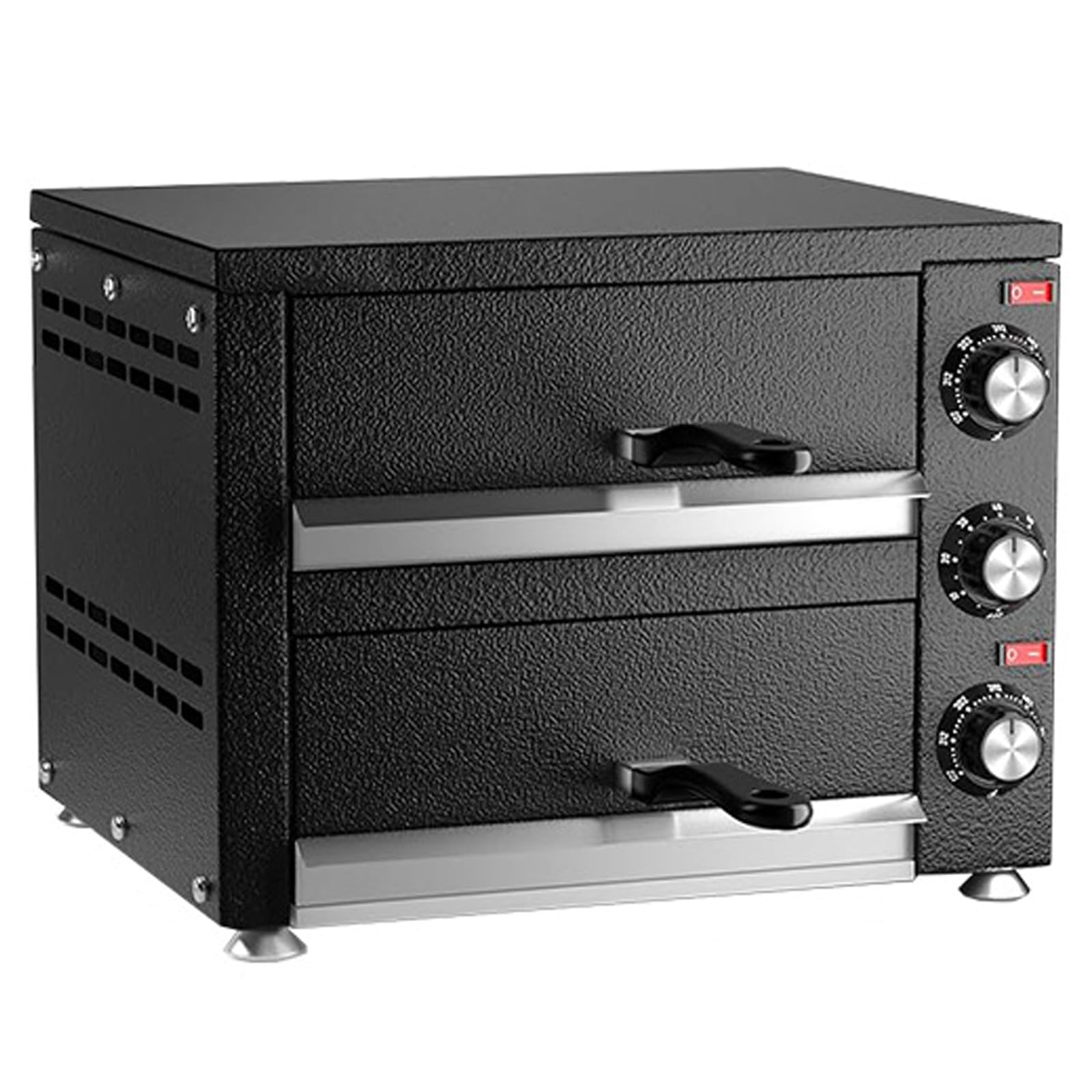 Forno per Pizza Professionale da 2600W, Doppia Macchina per Pizza da Banco per Pizze da 16 Pollici con Termostato Indipendente & Timer,Forno Elettrico per Pizza per Ristoranti, Casa, Pretzel e black