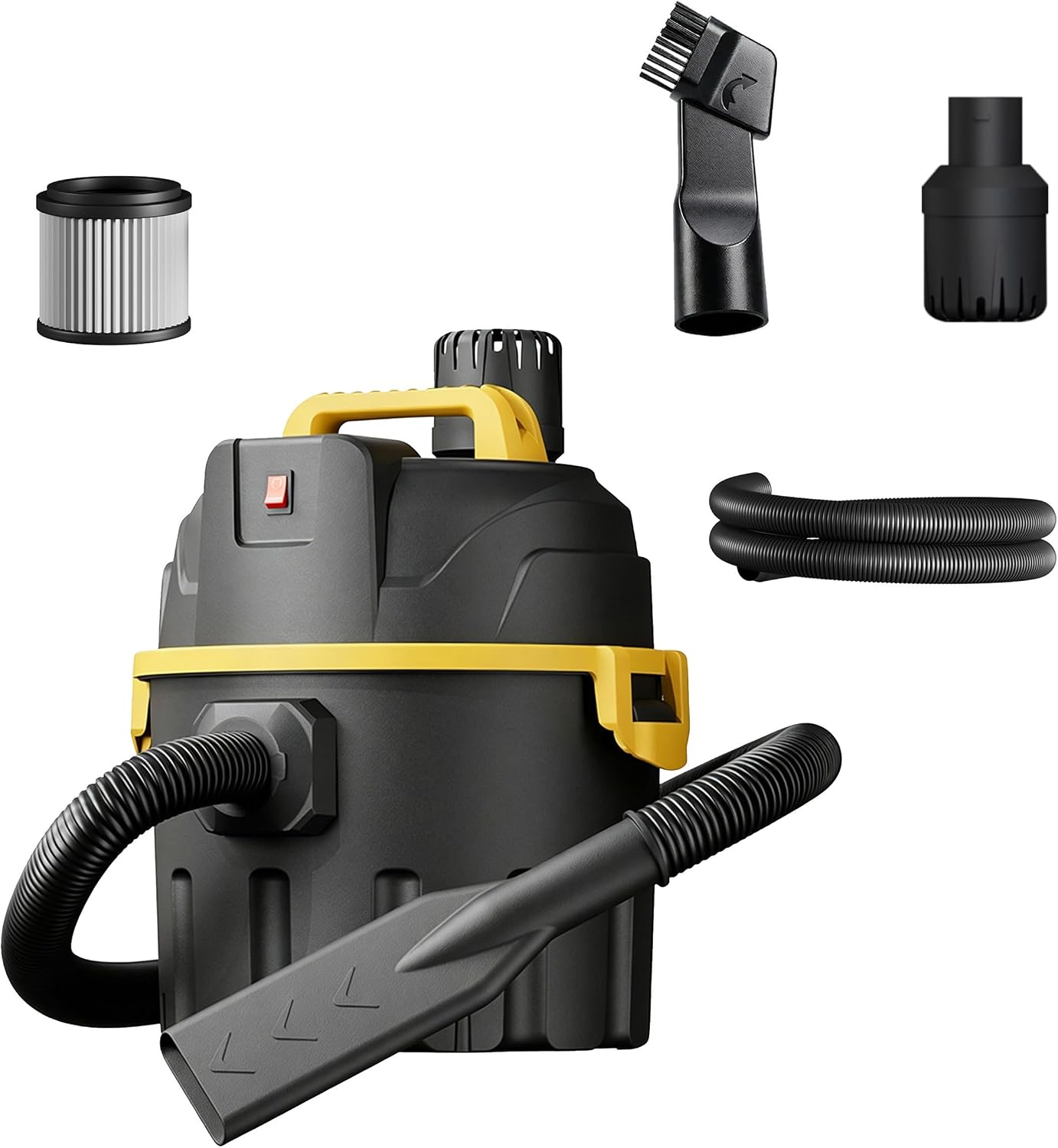 4 Gallon Wet Dry Shop Vacuum with Blower, 15L Portable Vacuum Cleaner, 800W Powerful Suction for Home, Garage, Car, Workshop & Pet Hair, Includes Multiple Nozzles and Accessories