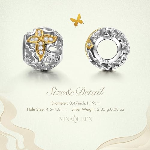 Miniatura 2 de NINAQUEEN Abalorio de plata de ley 925 Dance of Nature Butterfly circonita cúbica 5A y esmalte aplicado a mano caja de joyería incluida para regalo