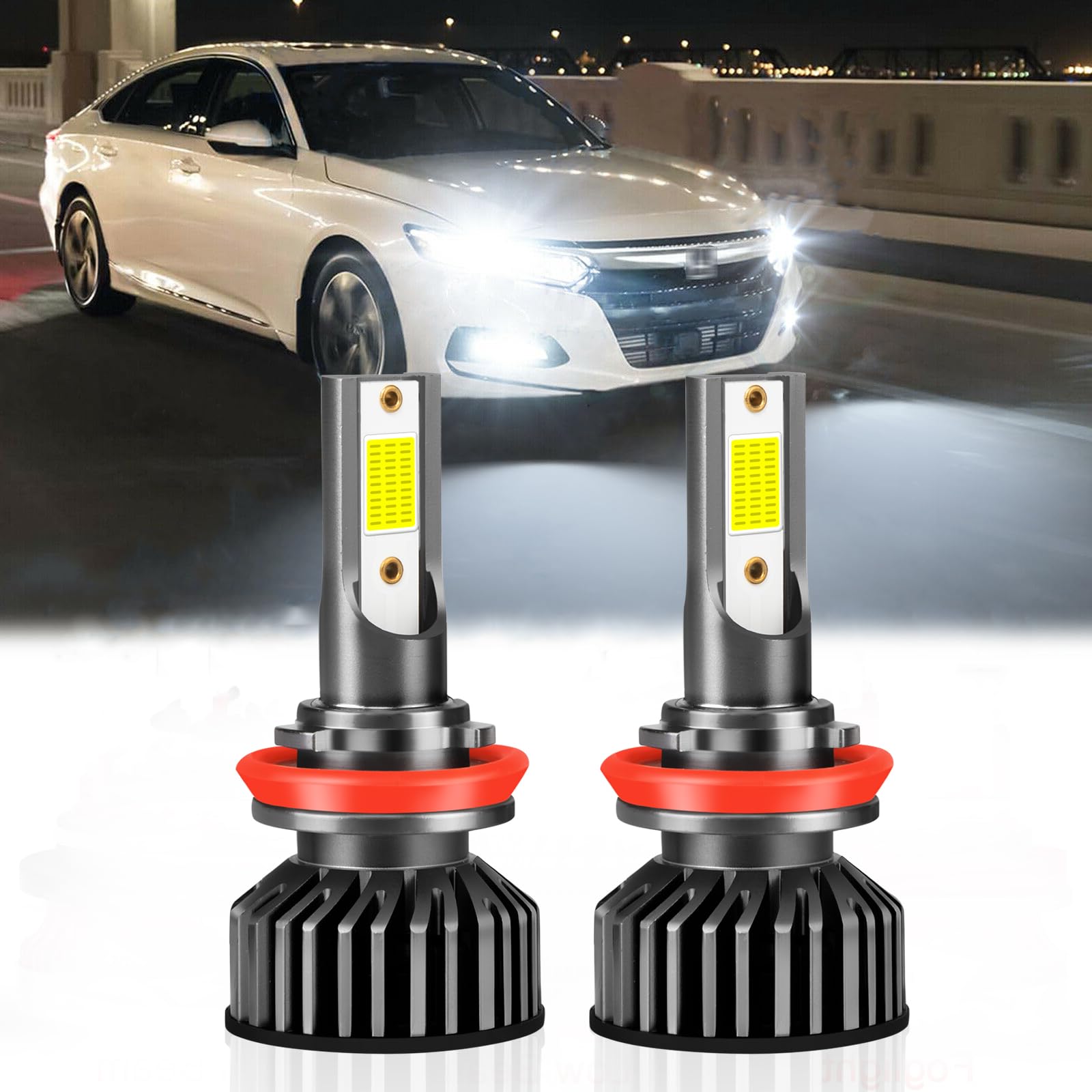 LED Fog Light Bulbs For Honda Civic 2016-2020, H8/H11 LED Fog Light Bulbs, 12V 120W 6000K Cool White, 500% Brighter, Plug and Play, IP68 Waterproof, Pack of 2