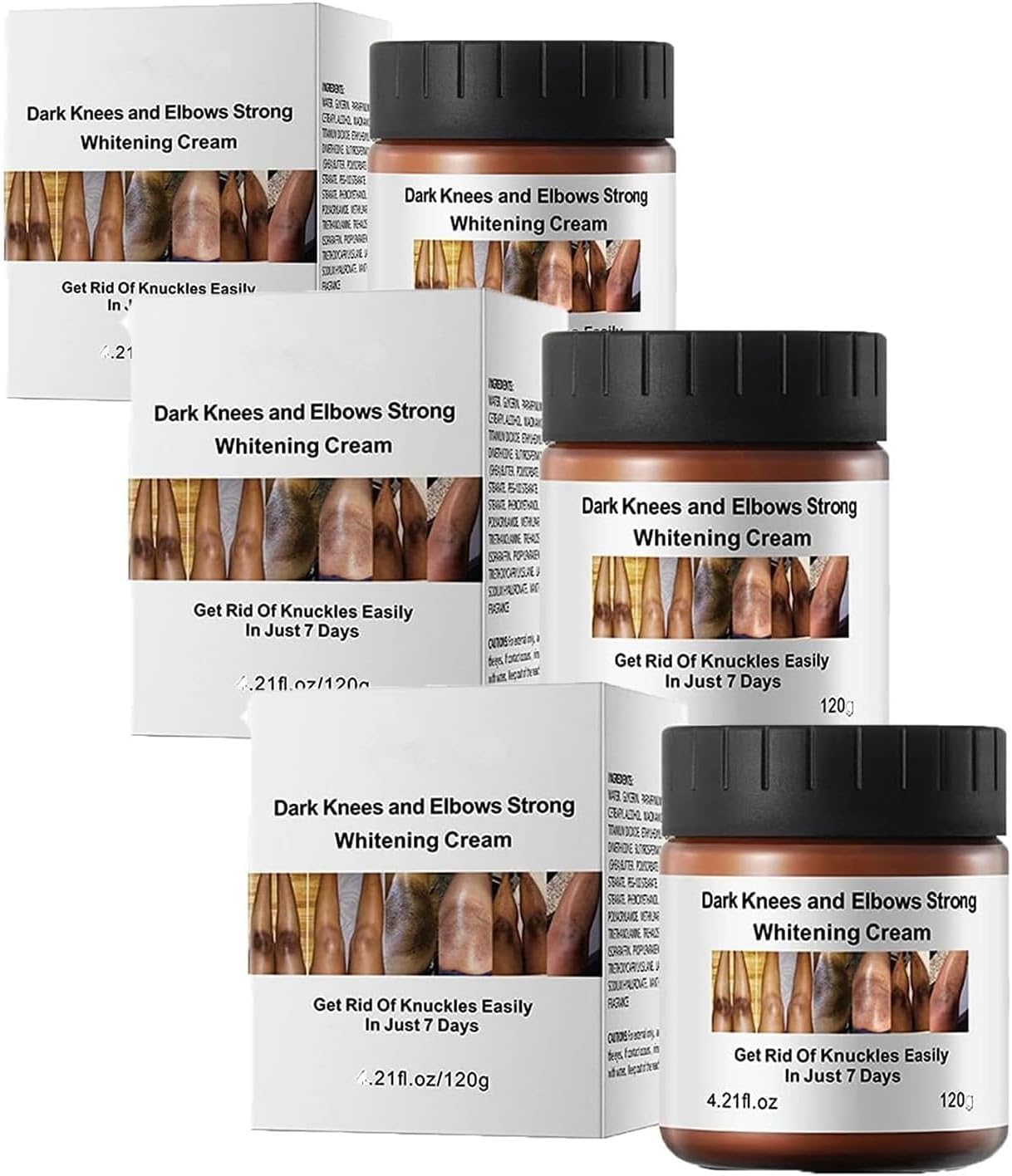 Crema schiarente per ginocchia, siero schiarente per nocche scure; per ascelle, ginocchia, gomiti e interno coscia; adatto a tutti i tipi di pelle（3Pcs）