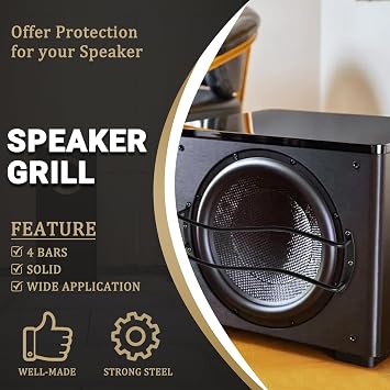8 inch Speaker Grill Cove Metal Bar Grille 8 Inches Speaker Subwoofer Grill Grille Cover 2 Wave Bars for Home/Car Speaker, Audio - Pack of 2