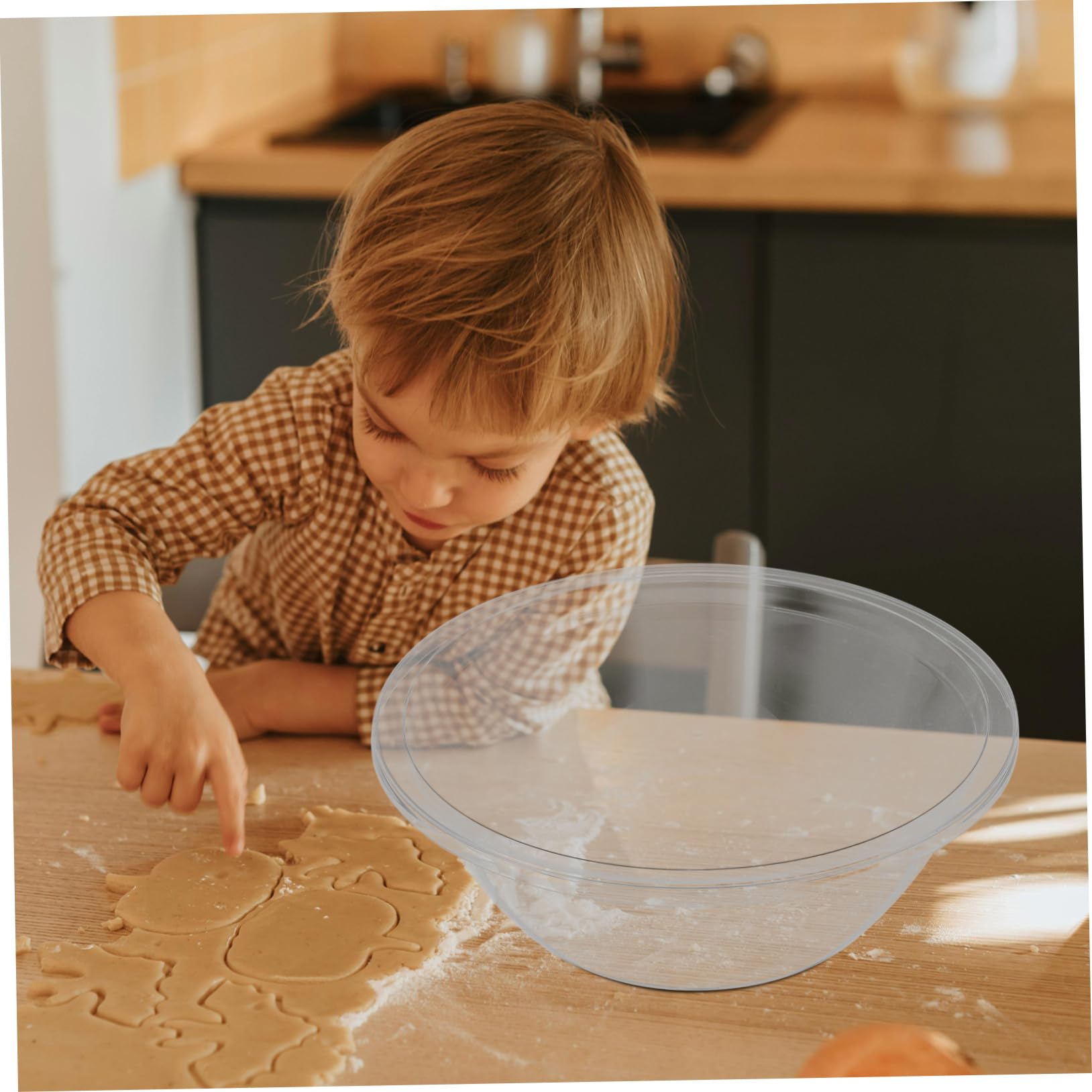 TOYANDONA Ciotola Trasparente Grande per Impasti con Coperchio, Plastica Resistente e Superficie Antiaderente per Preparare e Conservare Impasti e Insalate