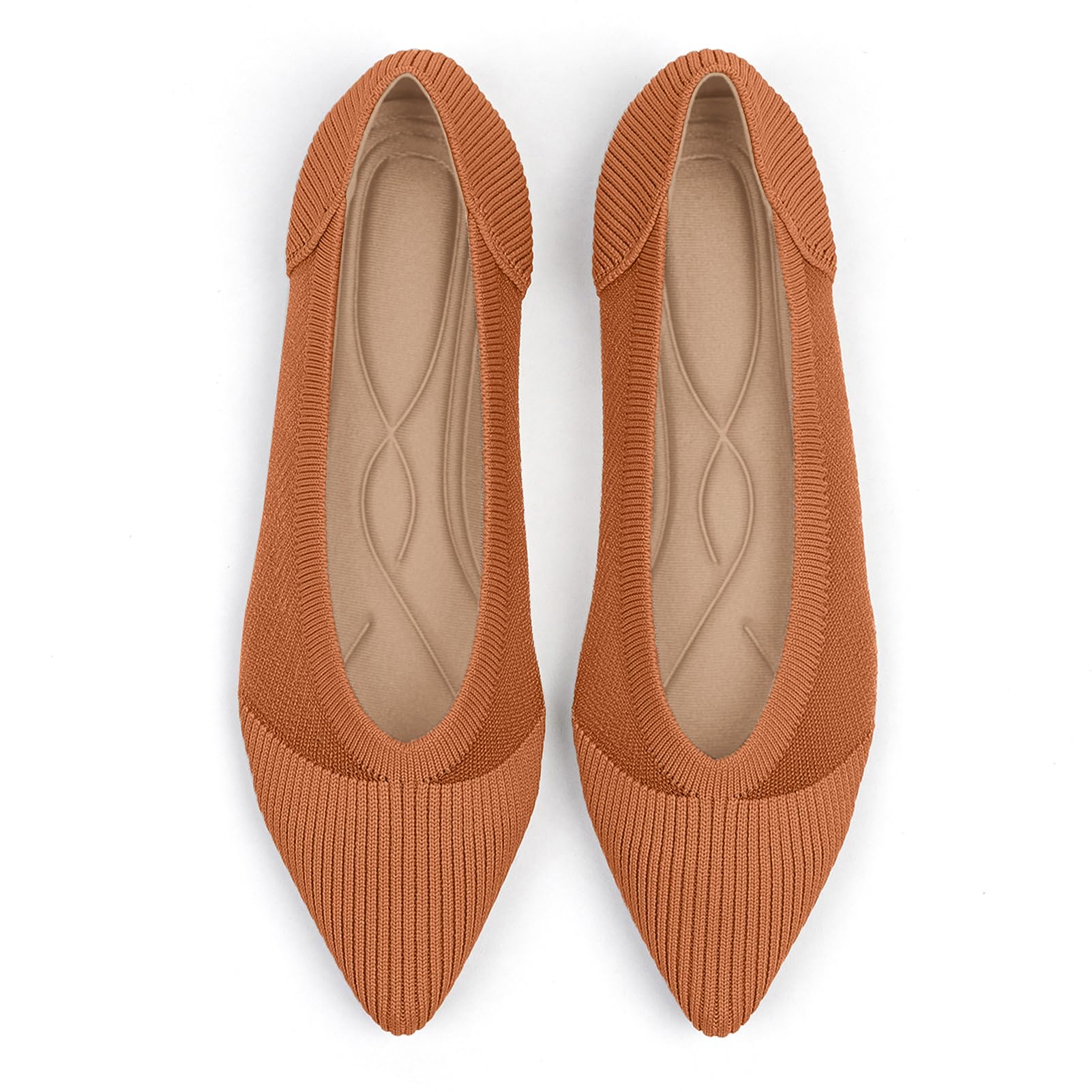 TINGRISE Women's Flats Shoes Pointed Toe Knit Ballet Comfortable Dressy Mesh Flat