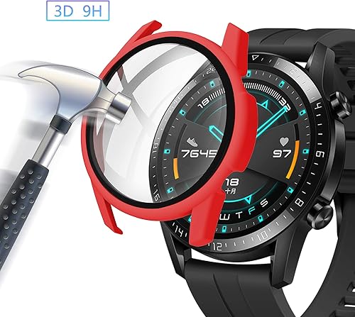 Miniatura 10 de Protector de pantalla de reloj compatible con Huawei GT2 de 1.63 pulgadas, ultra delgado, HD, vidrio templado, protección general, cubierta dura