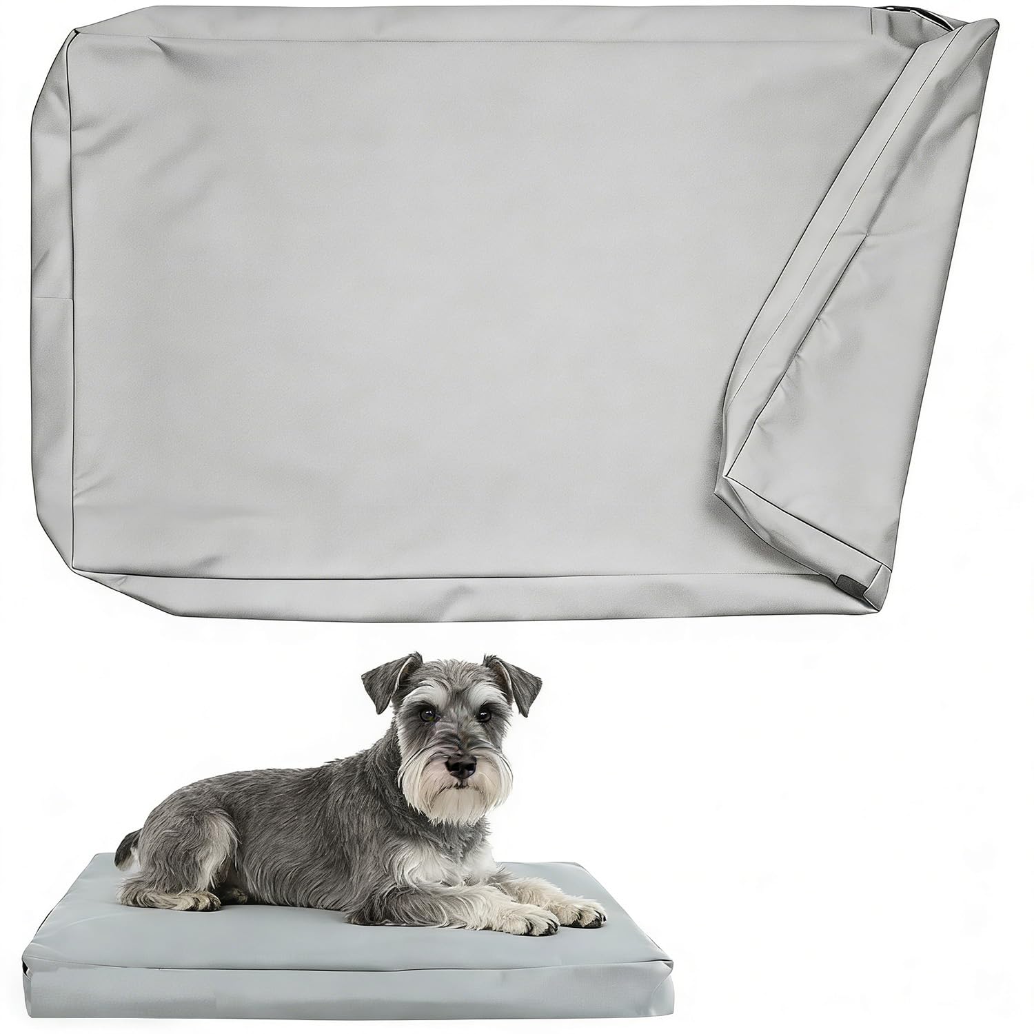Xtrillogen Waterproof Dog Bed Cover,Machine-Washable Fluffy Replacement Dog Bed Covers Only,Pet Hair and Stain Resistant Blanket/Mattress Protector for Indoor and Outdoor Use(Light gray, L)