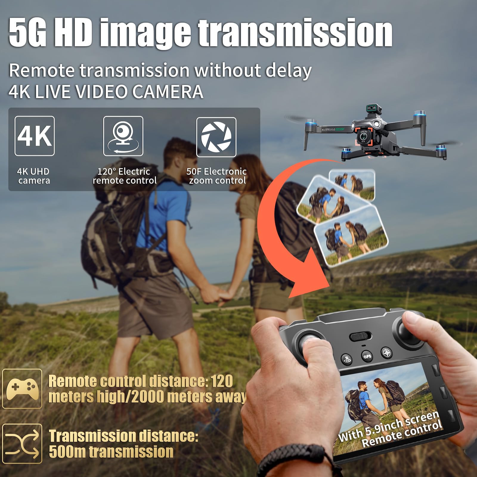 OBEST Dron Con Cámara 4K Para Principiantes – 5G WiFi FPV Plegable, 3 Cámaras, Motor Brushless, 2 Baterías 28 Min, Despegue Automático, Evita Obstáculos 360° – Ideal Para Adultos Y Niños