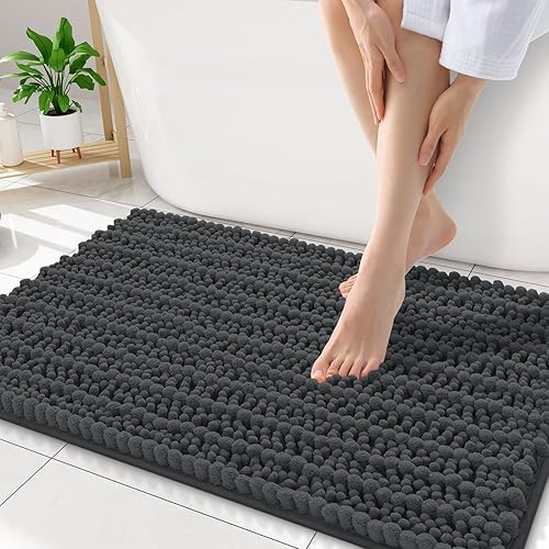 Miniatura 176 de Smiry Alfombras de Baño 24 x 16 pulgadas, Tapetes de Baño de Chenilla Extra Suaves y Absorbentes, Respaldo de Goma Antideslizante, Lavable a Azul