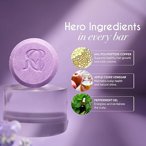 Miniatura 4 de Barra de champú voluminizante para cabello fino y fino  con péptidos de cobre, vinagre de sidra de manzana y aceite de aguacate  Larga duración, pH
