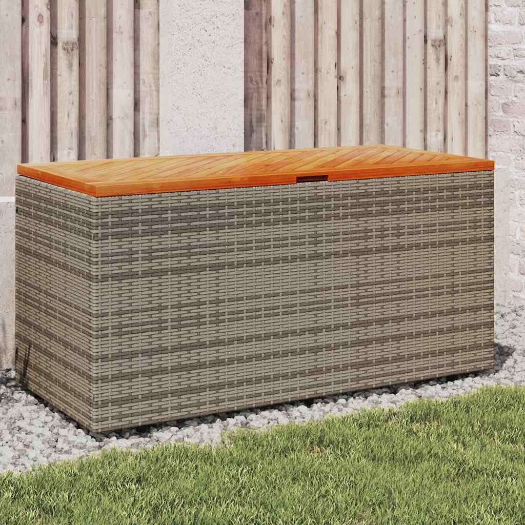 Générique Boîte de Rangement de Jardin Gris résine tressée Bois d'acacia,Meubles, Mobilier de Jardin, Coffres de Jardin, Gris (Poids 14.8KG)
