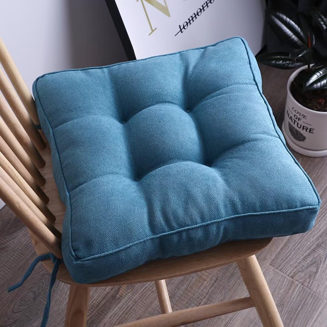 Cojines cuadrados azul de 45x45 cm lavables para suelo y sillas pack de 2