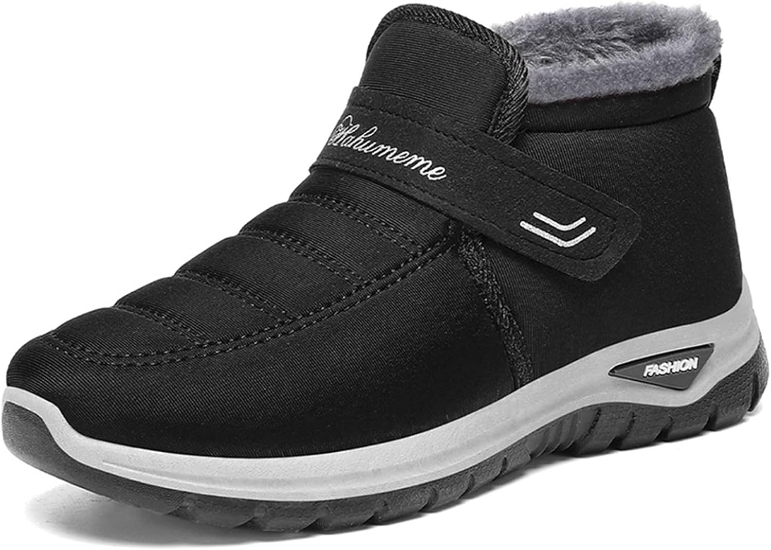 Women's Winter Warm Snow Ankle Boots Comfortable Fur Lined Waterproof Lightweight Booties with Adjustable Hook and Loop Slip On Anti-Slip Outdoor Walking Shoes