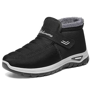 Womens Winter Warm Snow Ankle Boots Comfortable Fur Lined Waterproof Lightweight Booties with Adjustable Hook and Loop Slip