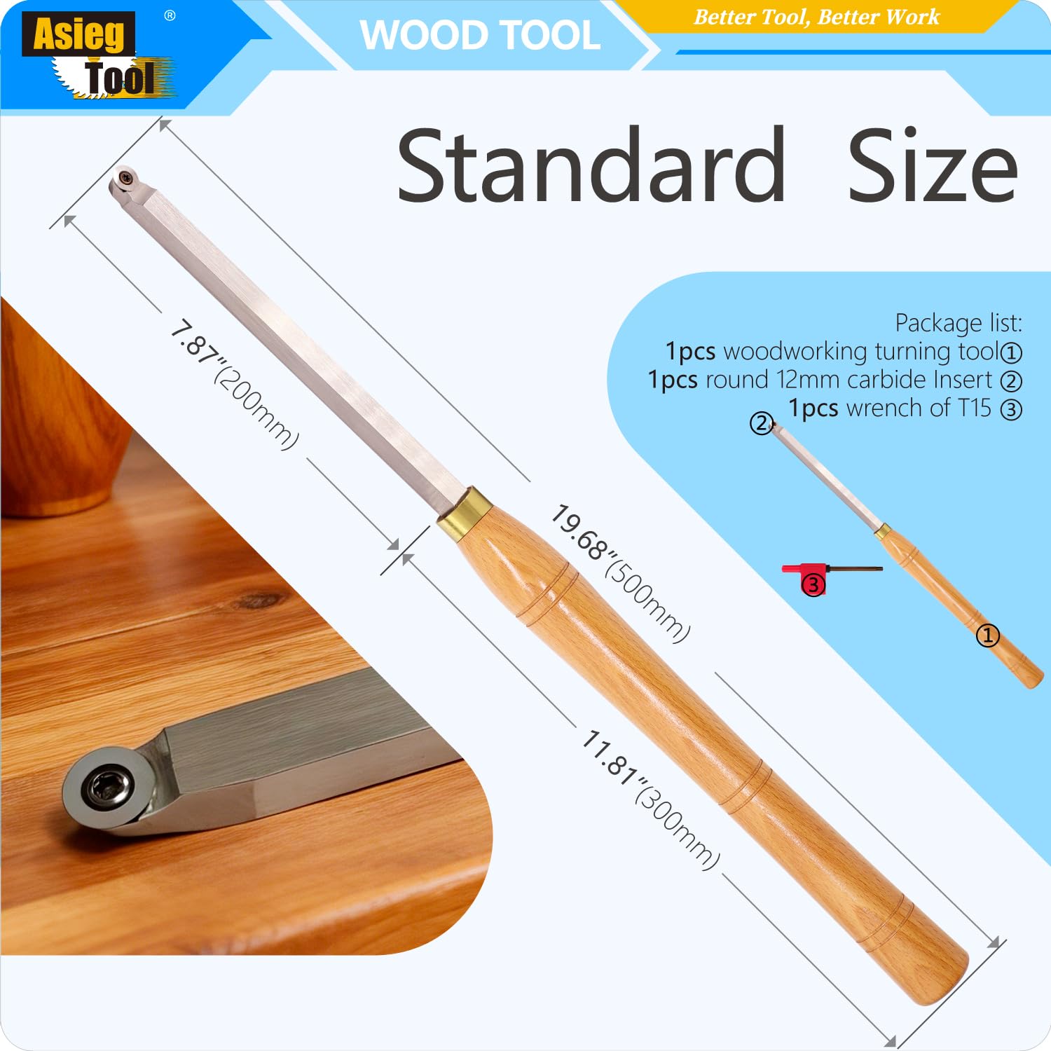 Holzdrehwerkzeuge Finisher Hartmetall-Spitze Drehmeißel Werkzeugstange mit 12 mm rundem Hartmetall-Einsatz für Holz-Hobbyisten oder Heimwerker oder Schreiner