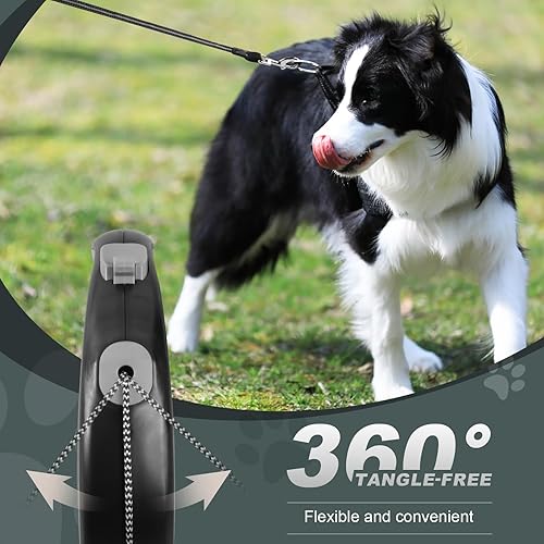 Miniatura 5 de Correa retráctil para perro, correa de paseo de 20 pies para perros pequeños o gatos de hasta 44 libras, cable de nailon fuerte, sin enredos, freno