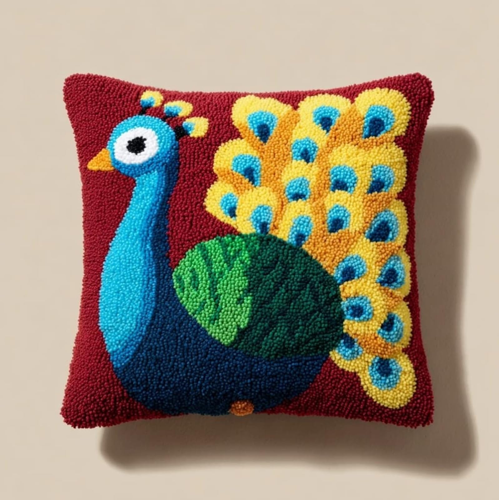 AxiangziK DIY Latch Hook Cushion Kit for Adults,Beautiful Peacock