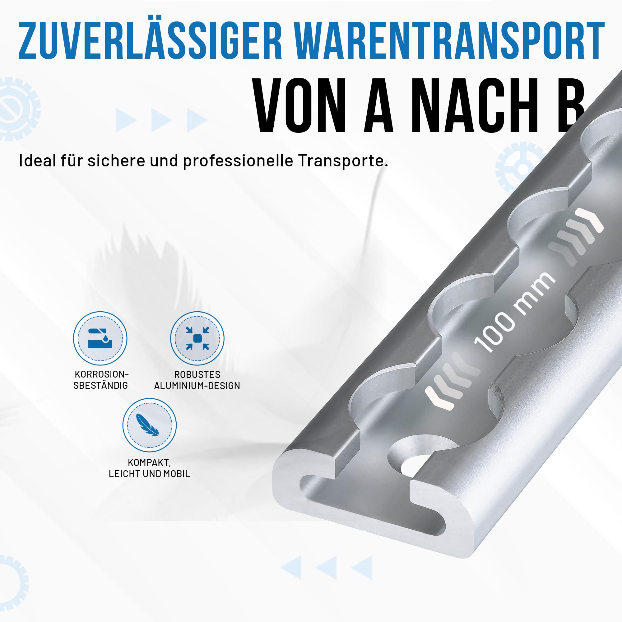 Airlineschiene 8 x 1m Set + 20 Single Fitting & Befestigungsschrauben | Eloxiertes Aluminium | Zurrschiene mit Endkappen & Fittingen | Für Anhänger, Wohnmobil, PKW, LKW