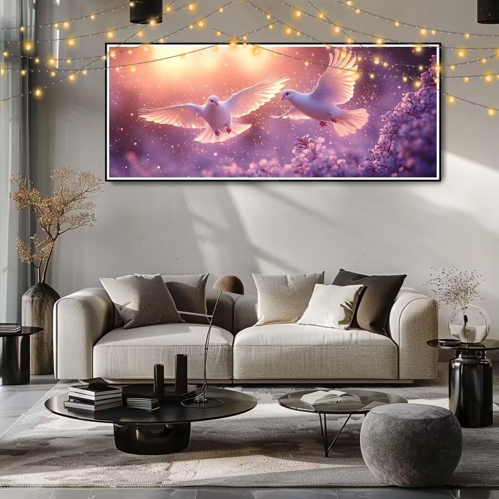 5D DIY zestaw do malowania diamentami, gołębi, obraz z krajobrazu diamentowy dla dorosłych duży 70 x 140 cm, DIY mozaika haft ścieg krzyżykowy zestaw do malowania diamentami, obraz dziecięcy do