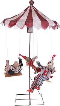 Fun Costumes 6FT Clown Go Round Animated Decoration, Spinning Creepy Carnival Music Indoor Outdoor Display Standard