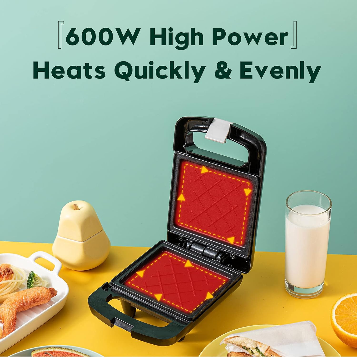 Auertech Compact Sandwich Maker, Mini Toaster and Electric Panini Maker Omelette Grilled Cheese Machine with Non-Stick Plates, Indicator Lights, Cool Touch Handle (Single Sandwich 1)