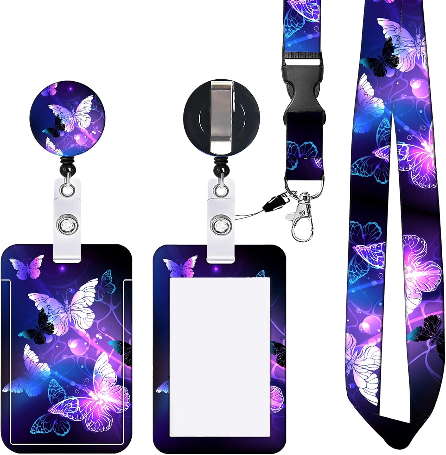 Retractable Badge Holder with Lanyard, ID Card Holder with Reel and