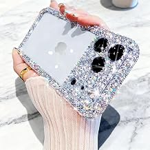 Designer Compatible with iPhone 17 Pro Bling Clear Case for Women,Cute Glitter Phone Case with Sparkle Rhinestone Diamond Camera Protection,Airbag Anti-Fall Crystal Hard Cover for Girl