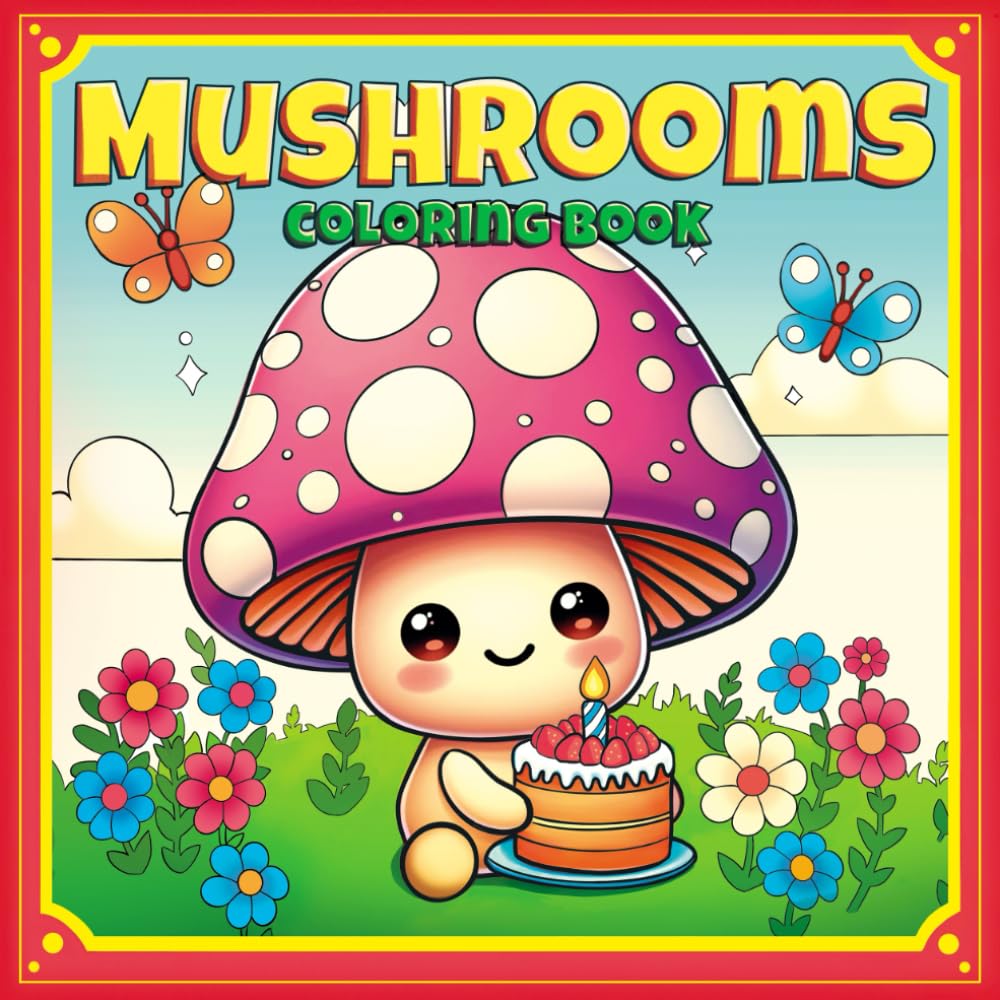 Relaxing Mushrooms Coloring Book for Stress Relief, Whimsical Mushroom Character Illustrations, Simple and Fun, Great for Any Age to Enjoy