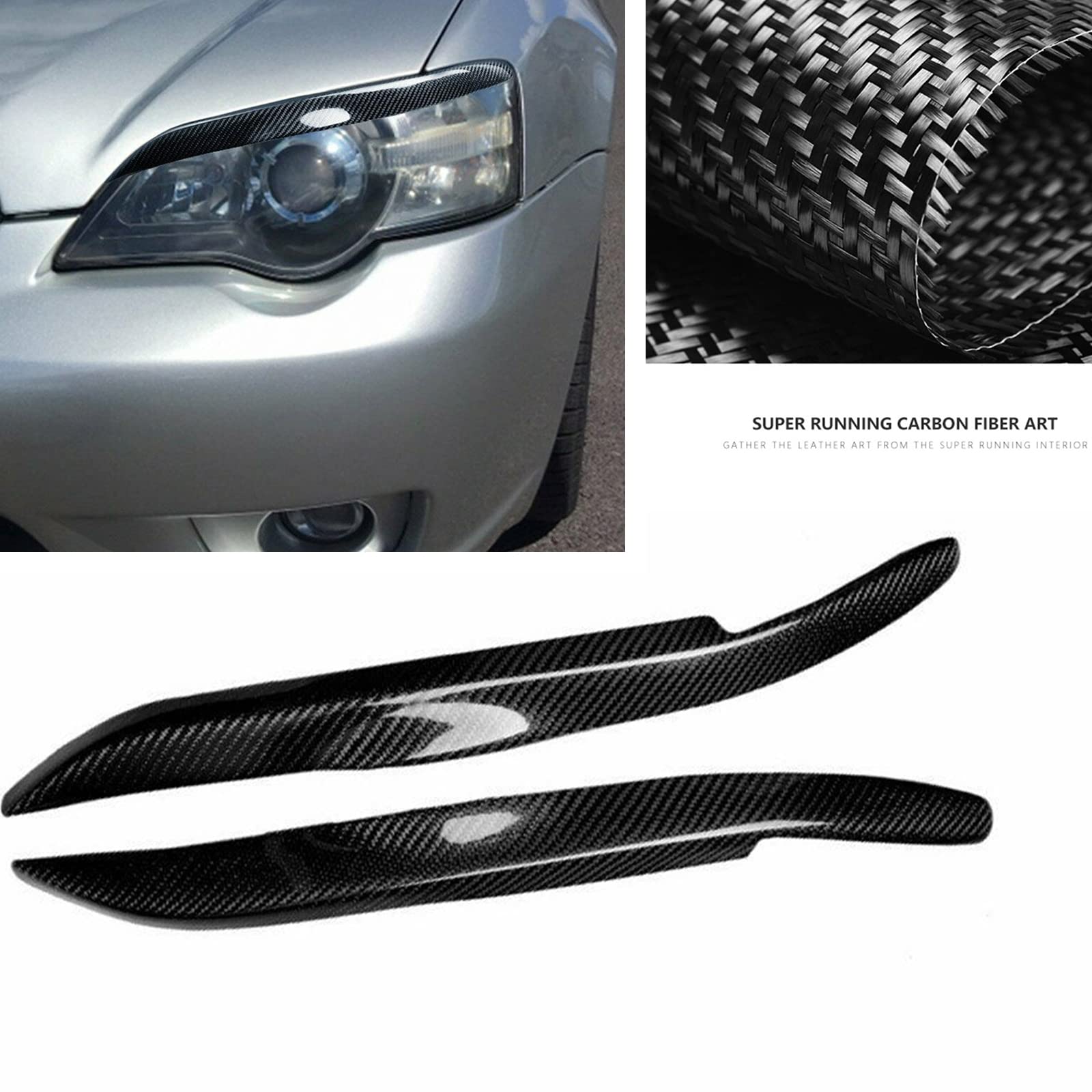 2 sztuki włókna węglowego, naklejka na reflektor, osłona reflektora, osłona brwi, Compatible With Subaru, Legacy 2006-2007-2008
