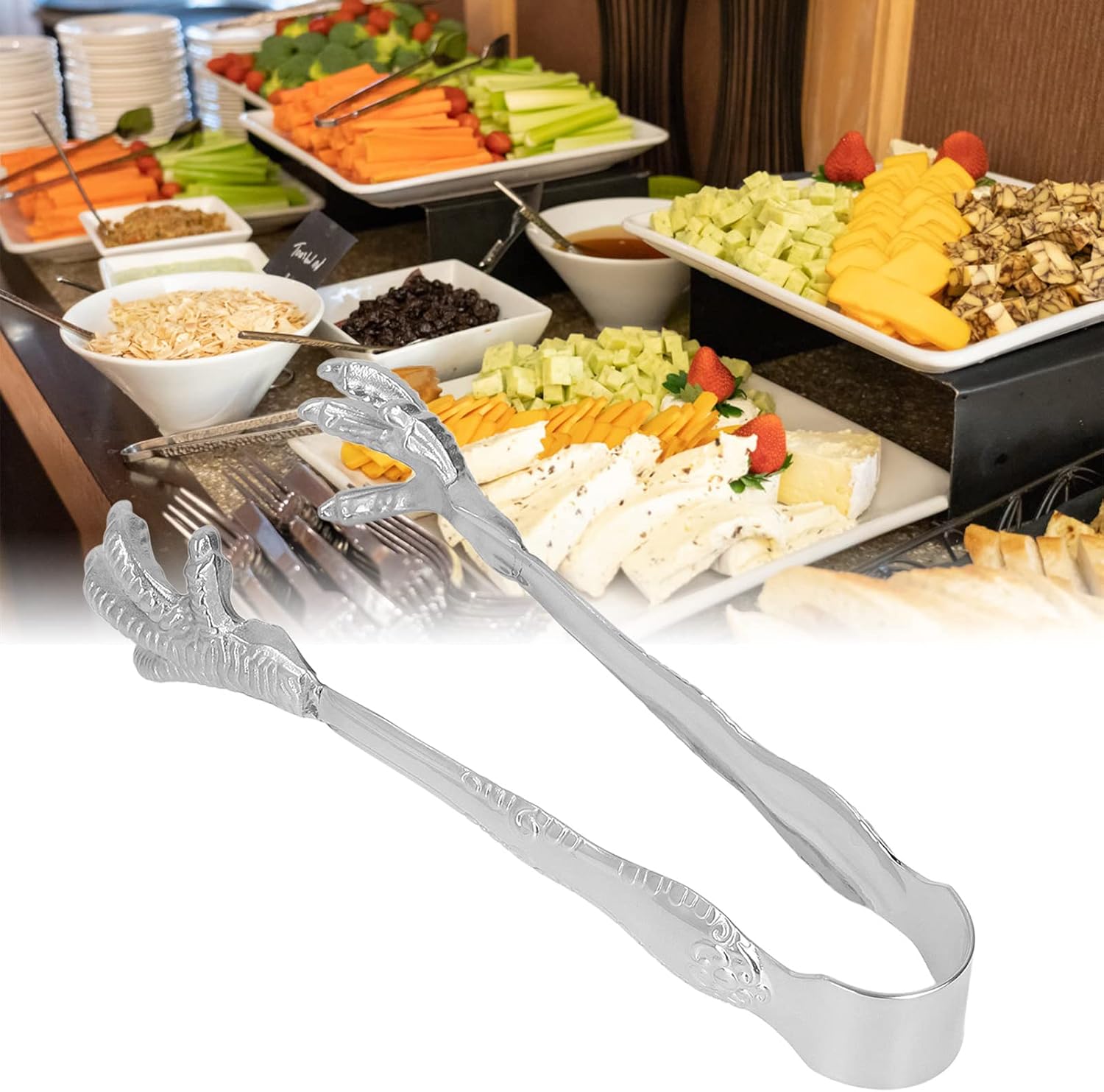 Bar Ice Hockey Special Eagle Claw Shape Ice Tongs Serving Tongs, Stainless Steel Eagle Claw Shape Ice Tongs, innovate Gifts, Food Grade Stainless Steel Food Appetizer Tongs for Ice Sugar Cubes Tea