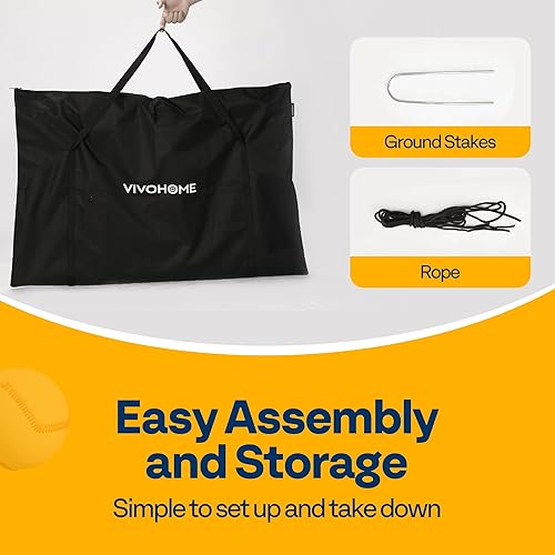 Miniatura 5 de VIVOHOME Red de lanzamiento de béisbol, red de 9 agujeros para sóftbol con zona de golpeo, red de béisbol y sóftbol ajustable para bateo,