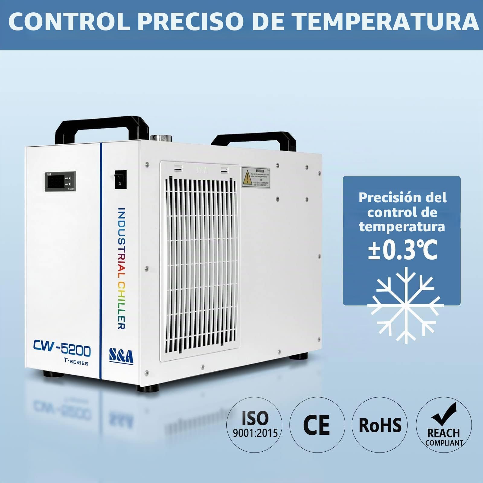 S&A EU Stock CW-5200TH Enfriador de Agua Industrial Genuine Industrial Water Chiller refrigeración para Máquina cortadora de Grabador láser CO2 100W 130W 150W 180W
