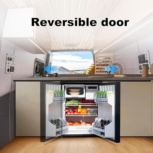 Miniatura 4 de SMETA Refrigerador RV 12V24V DC Nevera 3 cuft85L 12 voltios Refrigerador eléctrico bajo encimera para RV Camping Camión Viaje, puerta reversible,