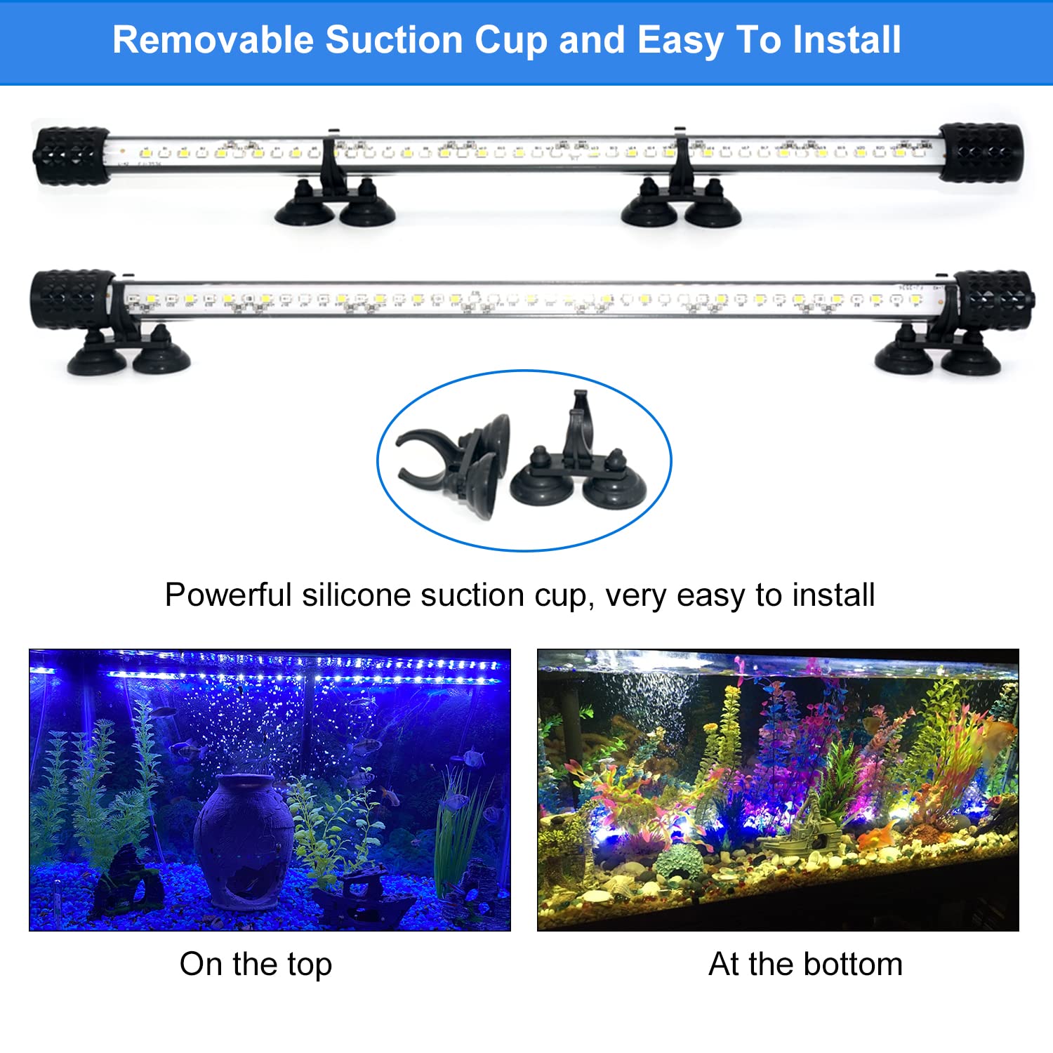 VARMHUS LED Acquario con Timer,Lampada Acquario con 3 modalità di luce dimmebili e perle di lampada a 4 colori, 10 livelli di luminosità,Luce Acquario Impermeabile (92cm&Timing-Dimmen)