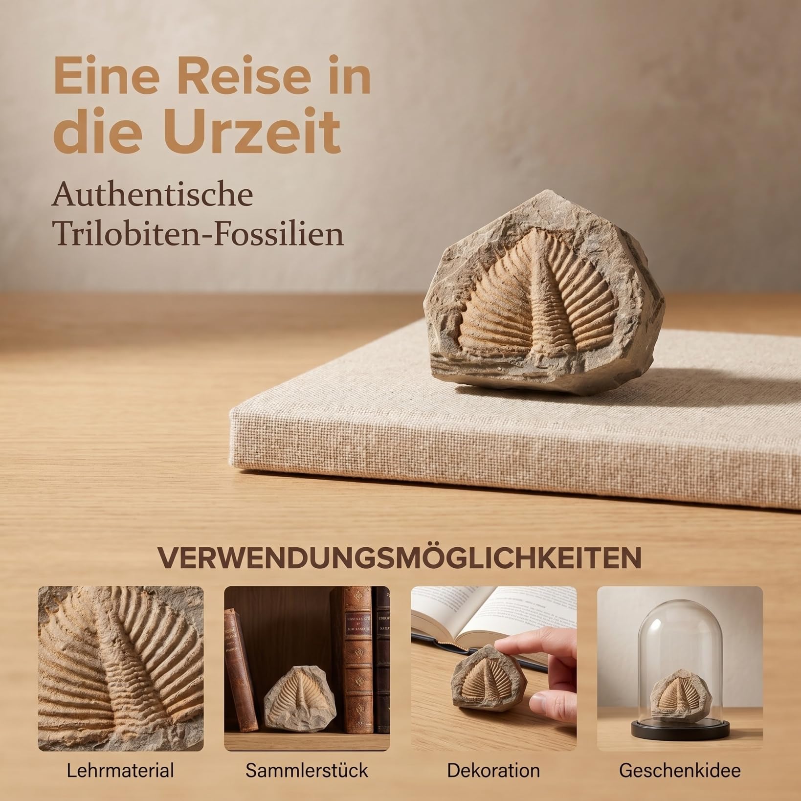 Abaodam 5 Stück Echte Trilobiten Fossilien Set, Natürliche Steinproben für Kinder, Paläontologie Lehrmaterialien und Sammler, Zufällige Formen