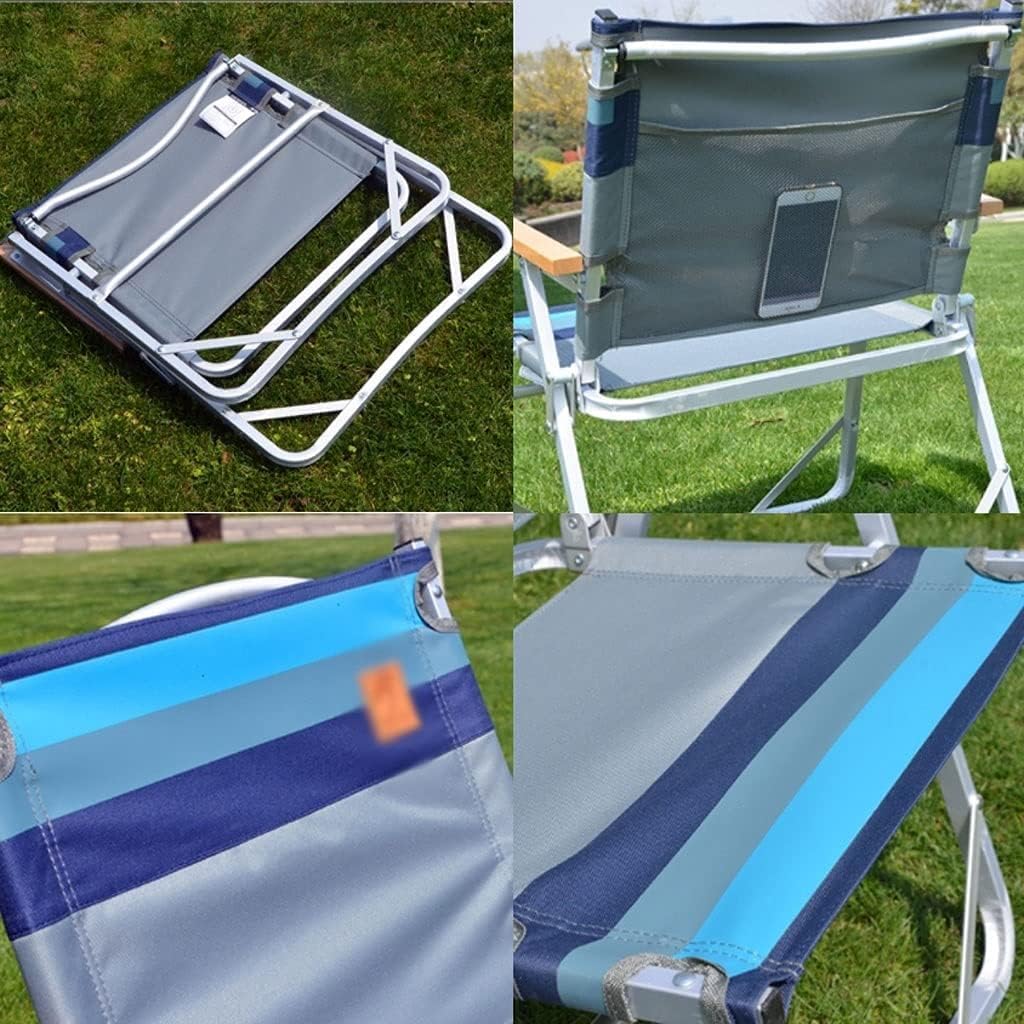 Portable Folding Chair Outdoor Camping Chair Canvas Fabric Foldable Chair Aluminum Alloy Armchair Ultra-Light Portable Lounge Beach Chair Adjustable Folding Chair