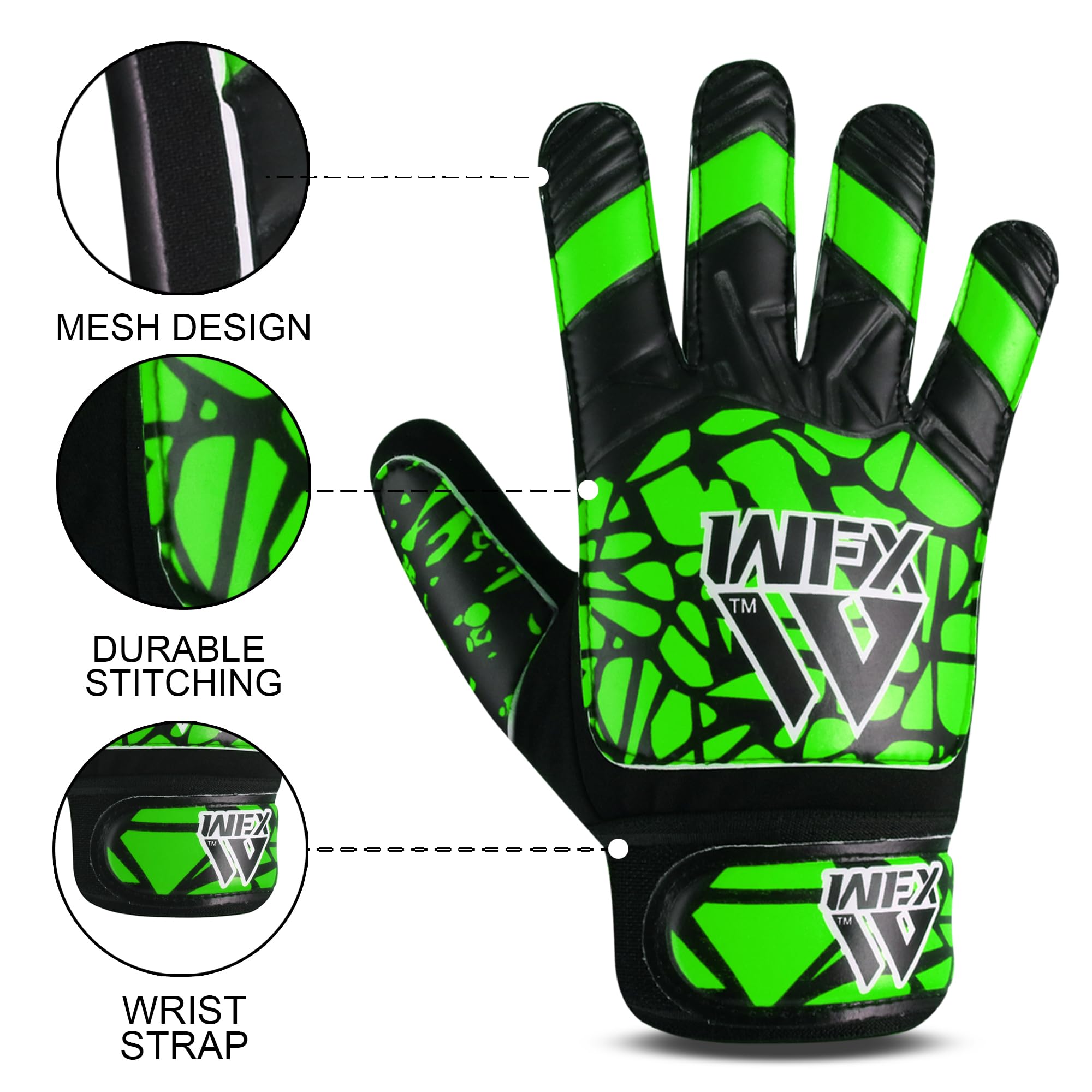 WFX Guantes de portero fútbol niños jóvenes doble soporte muñeca protección palma