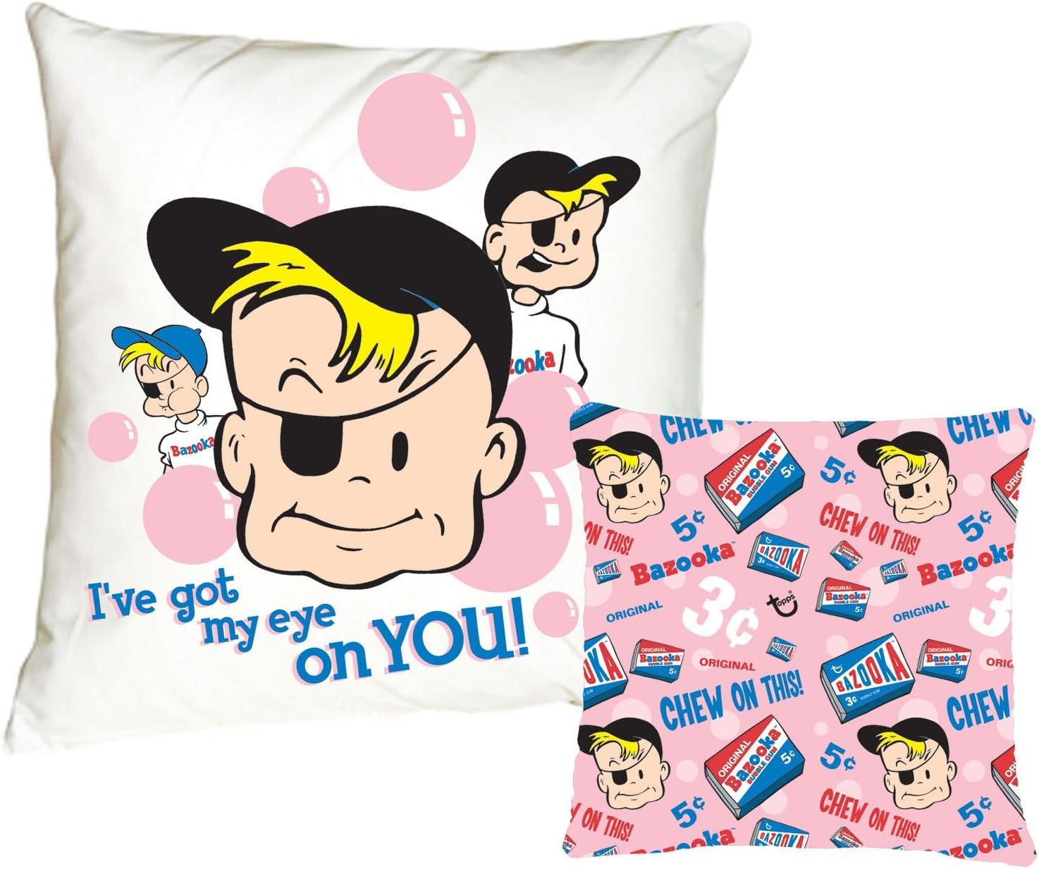 iscream Bazooka Bubble Gum Bazooka Joe Print 16" Microbead Accent Pillow