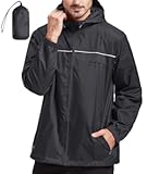 Rain Jacket Men Waterproof Windbreaker&comma; Lightweight Hooded Raincoat for Daily Casual