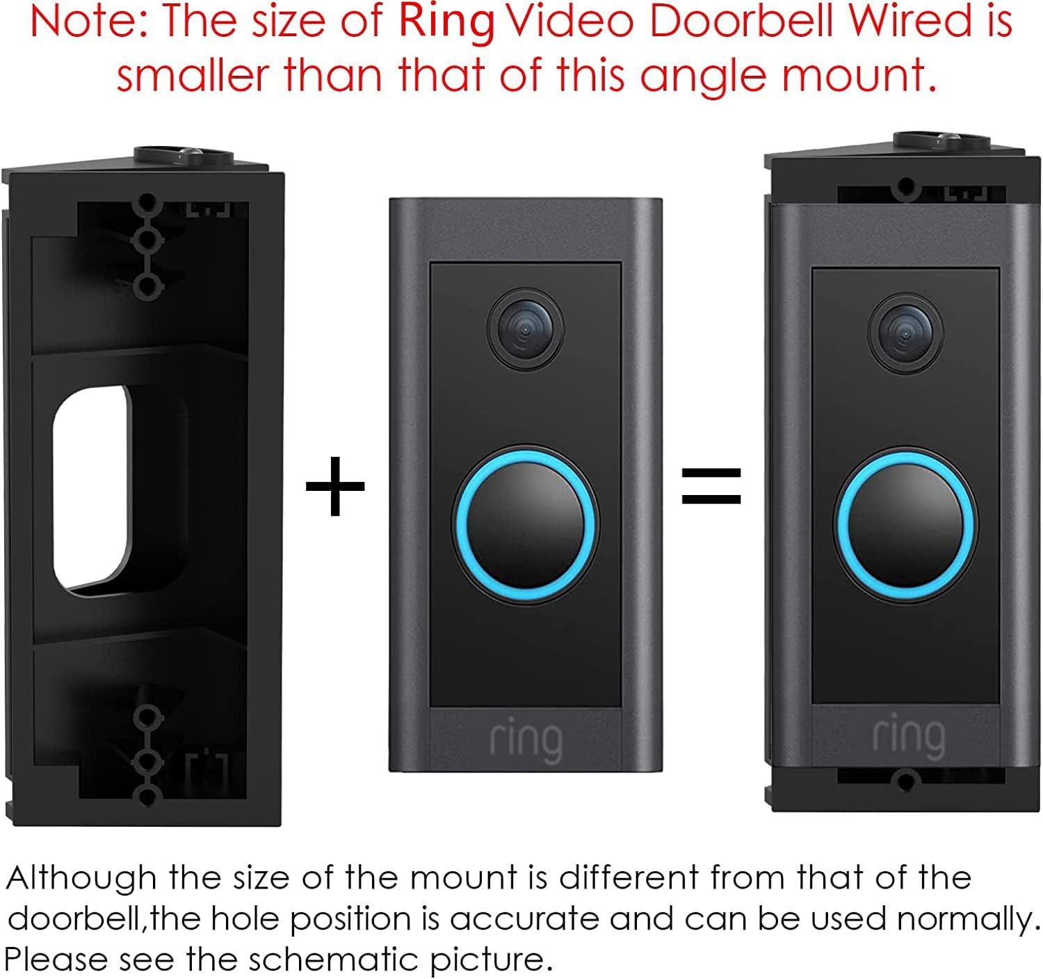 CAVN Angle Mount (30 to 55 Degree) Compatible with Video Doorbell Wired/Pro, Angle Mount Replacement Adapter Adjustment Mounting Plate Bracket Wedge Corner Kit with Screwdriver and Screws