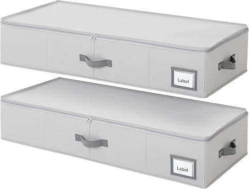 GRANNY SAYS Paquete de 2 organizadores grandes debajo de la cama, organizador debajo de la cama con tapa con cremallera para dormitorio,