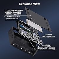 Vista 4 de HISTTON Mini PC sin ventilador, PC industrial Celeron J4125, DDR4 8GB RAM 128GB SSD, Mini computadora 2 LAN, Wifi, BT4.0, Mini PC industrial con 2
