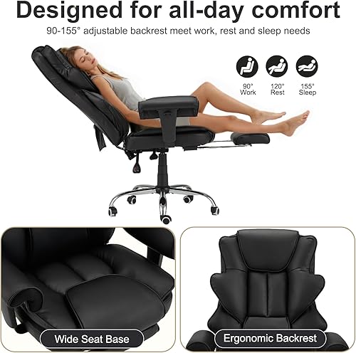 Miniatura 6 de Silla de oficina ergonómica con función de masaje con calefacción, silla de escritorio ejecutiva para computadora, asiento de masaje ajustable