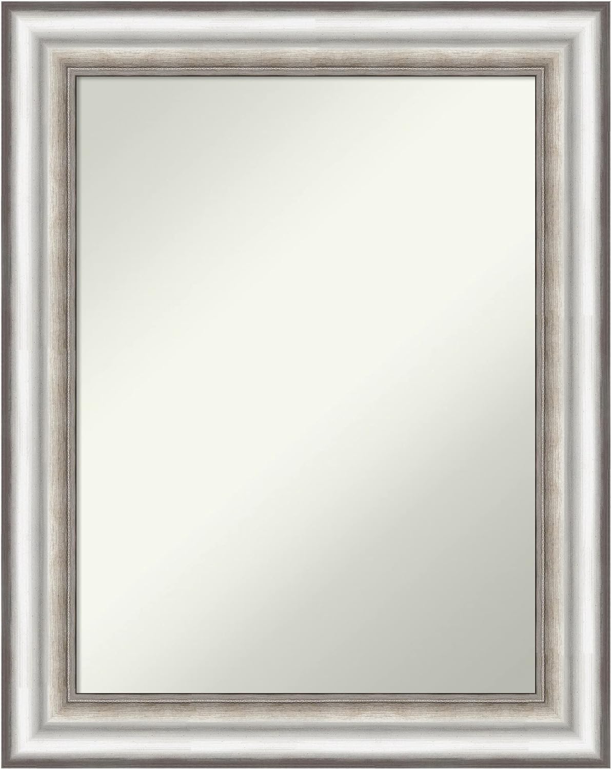 Amanti Art White Bathroom Mirror for Over Sink, 28×22 Rustic Plank White Narrow Rectangle Vanity Mirror, Medium Country Rustic Frame, Hangs Horizonally and Vertically, Bathroom Wall Decor, Non-Beveled