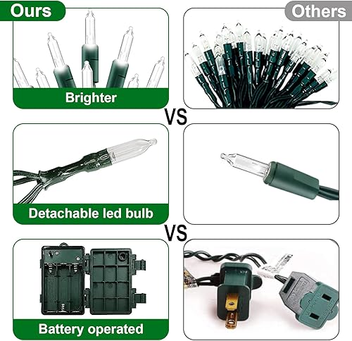 Miniatura 3 de Luces de Navidad alimentadas por pilas, paquete de 2 unidades de 60 luces LED de 20 pies, funciona con pilas, luces de Navidad, luces de ambiente de