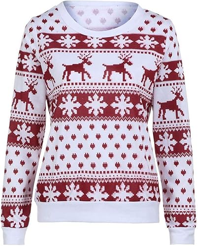 Miniatura 3 de WUAI - Suéter de Navidad para mujer, diseño de Papá Noel con copos de nieve, diseño de copo de nieve, para mujer, con estampado de Navidad