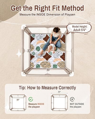 Miniatura 2 de Tapete de juego para bebé de 50 x 50 pulgadas, tapete antideslizante para piso, suave y grueso, tapete de juego portátil, tapete de gateo para