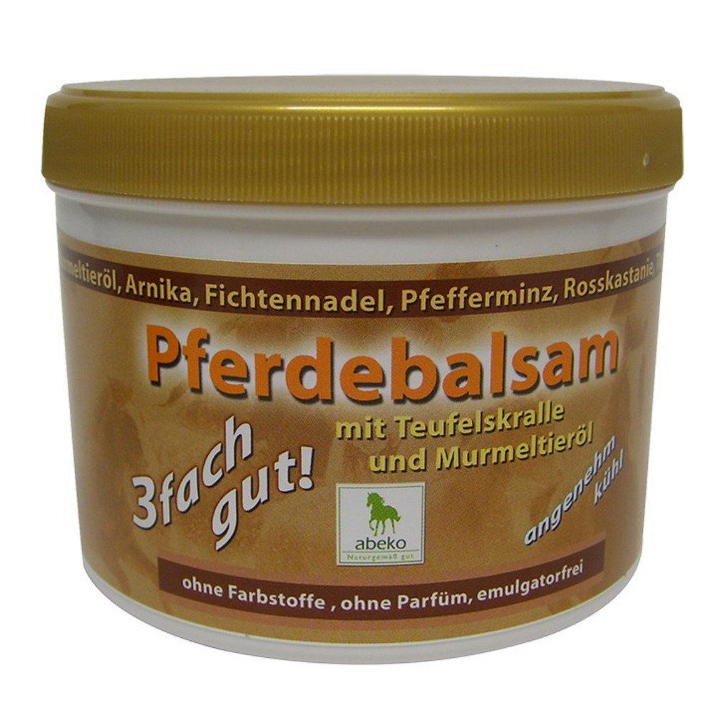 2 botes de bálsamo abeko para caballos con garra de diablo y aceite de canicas de 500 ml