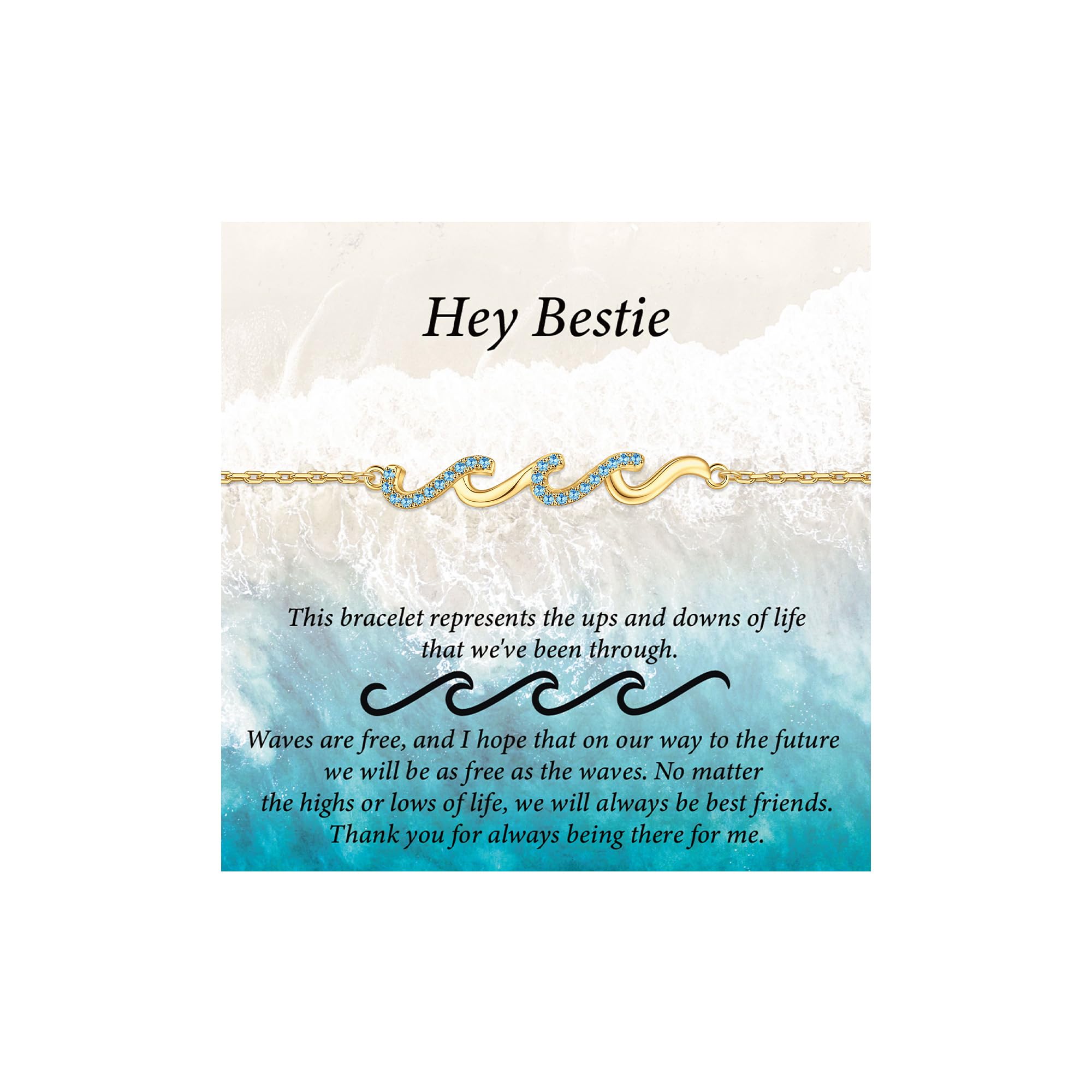 Ailetop Friend Gifts for Women, Unique Birthday Gifts for Women, Wave Bracelet, Bestie Bracelets, Friendship Bracelets, Jewelry Gift for Bestie,